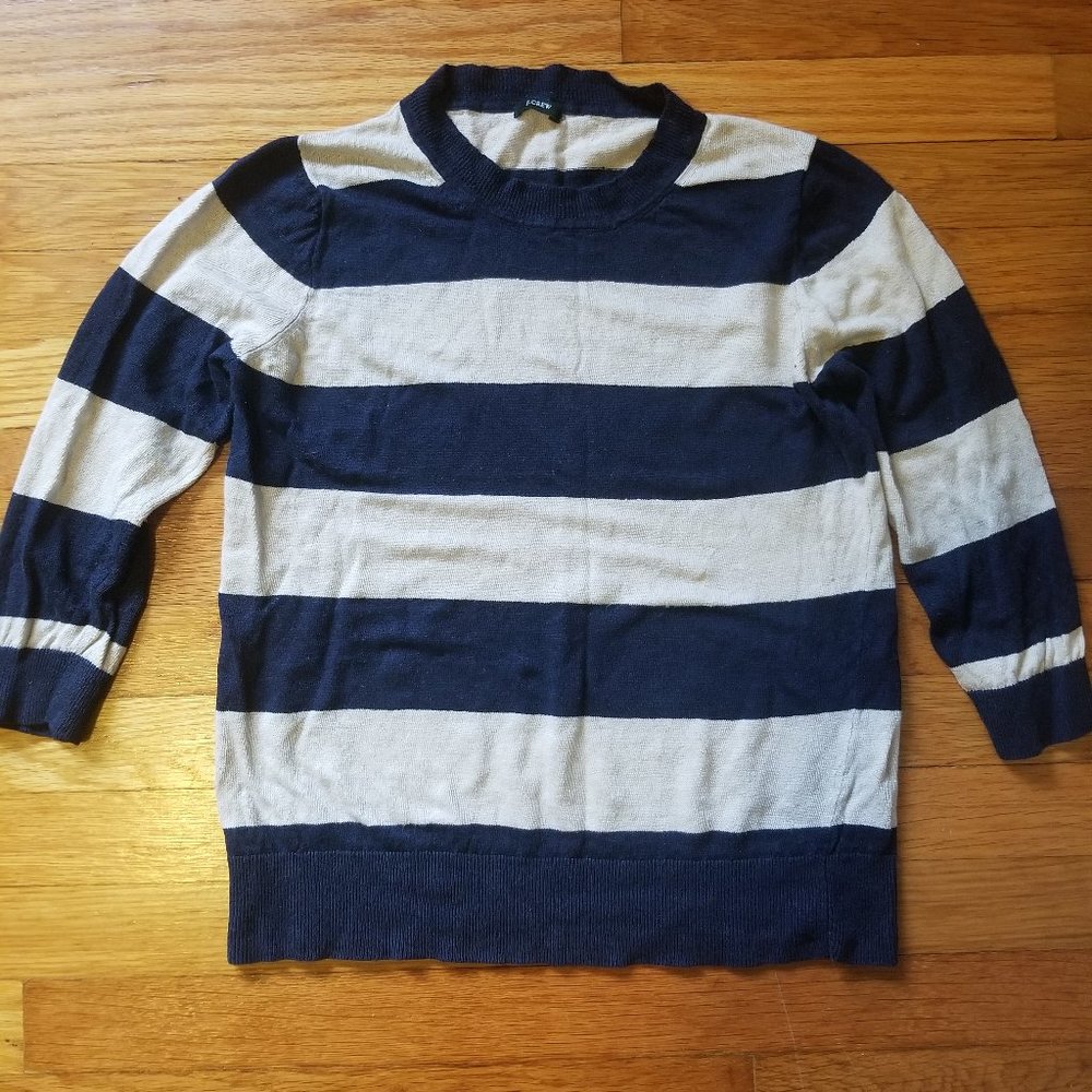 J. Crew 3/4 Sleeves Striped Top